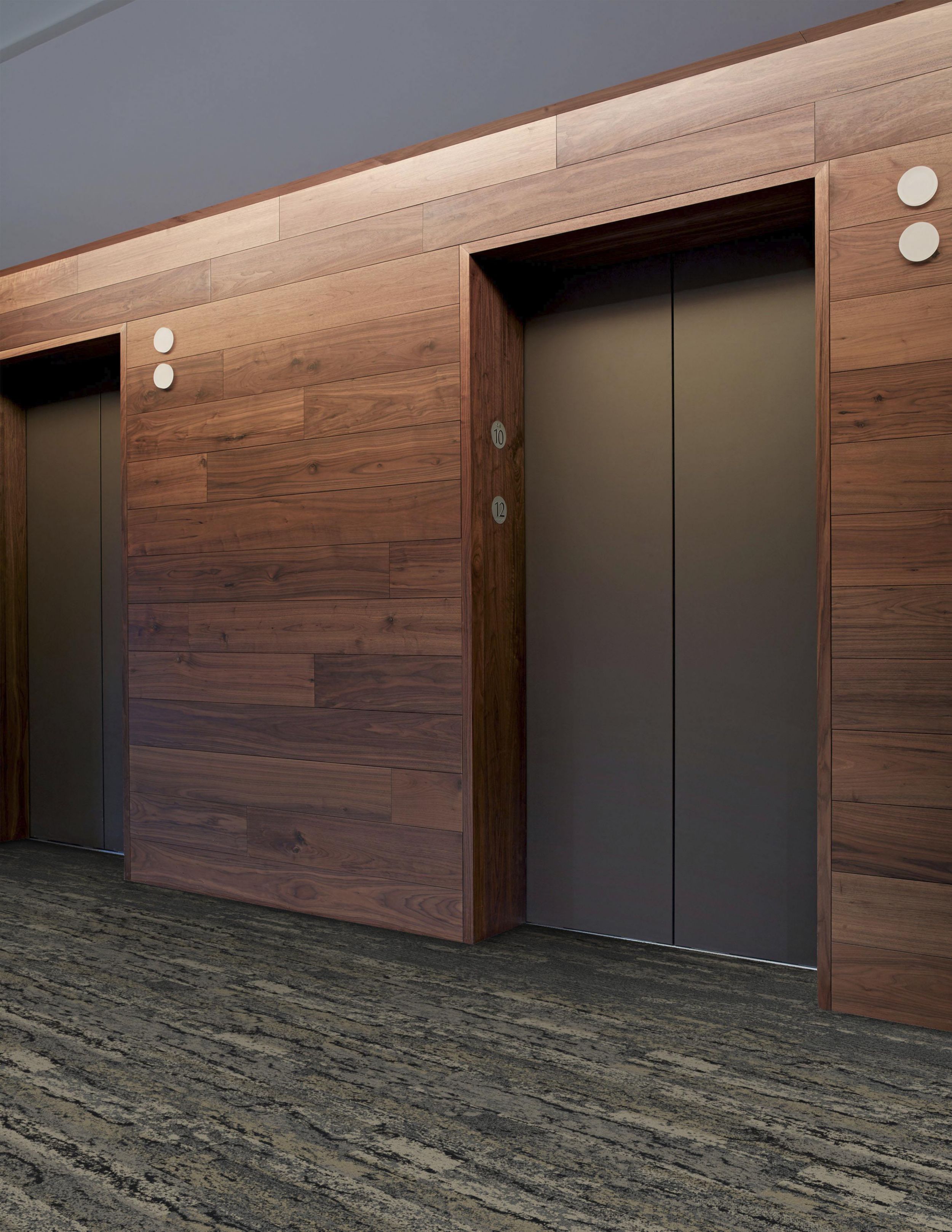 Interface Deeply Rooted and Uprooted plank carpet tile in elevator bank imagen número 7